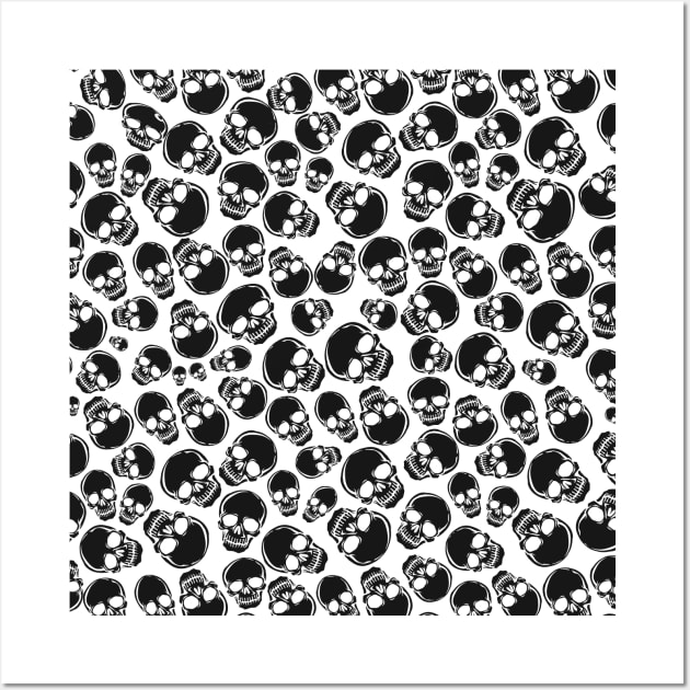 Black and white skull pattern Wall Art by demockups